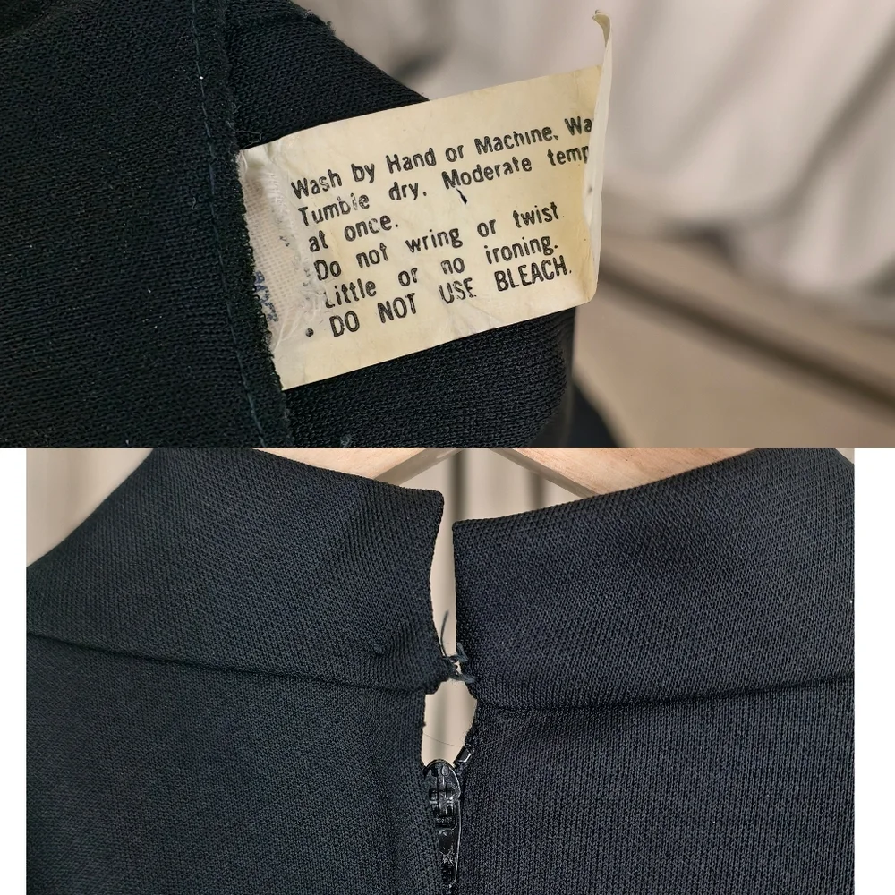 Vintage Black Sleeveless Halter Neck Maxi Dress with Beaded Accent - Picture 7 of 7